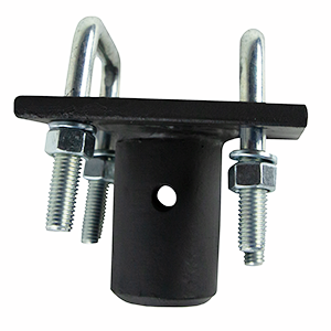 165BU hay tine bracket bolt-on mount installed on 3x3 square tubing with cross bolt spear