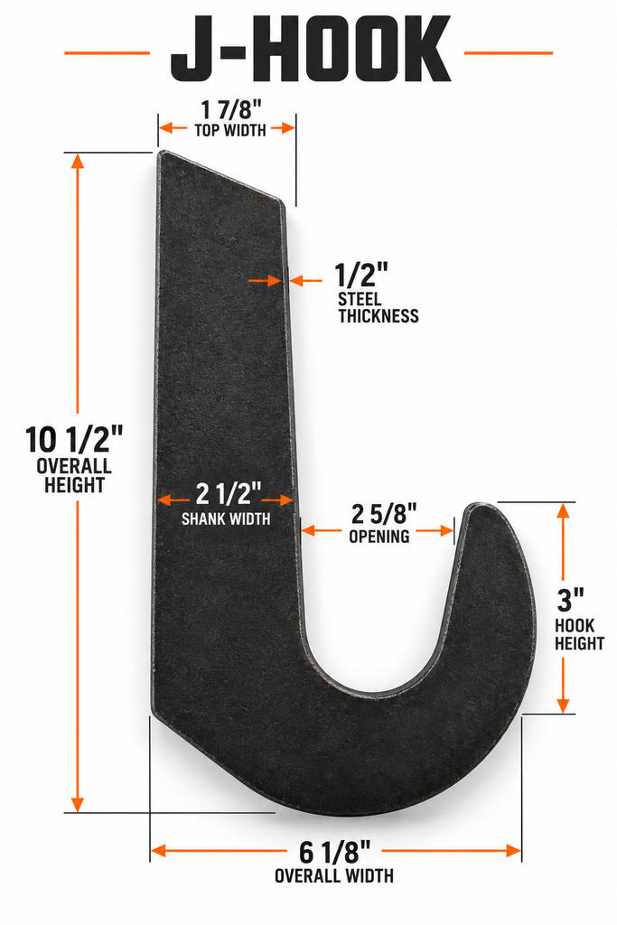 Right hooks for your bucket fork kit 2 J Hook Spec Promo bucket fork kit hooks
